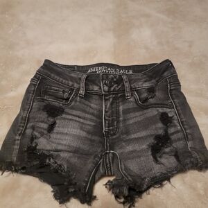 American Eagle Outfitters Charcoal Distressed Jean Shorts